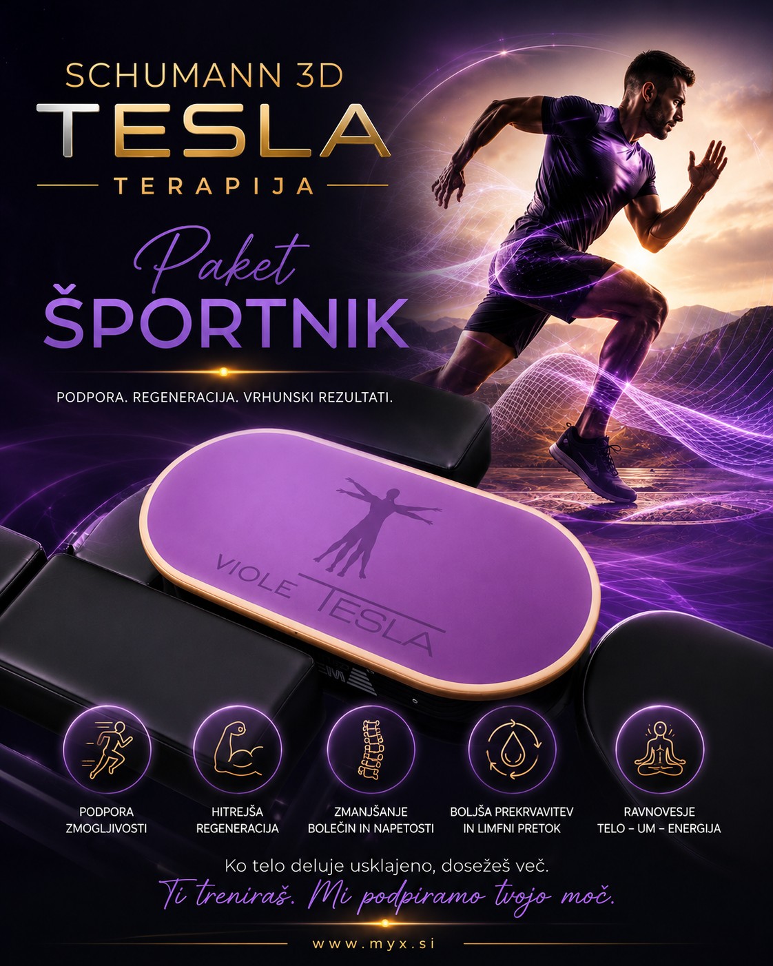 Paket Športnik - Schumann 3D Tesla terapija ( terapevtska miza )
